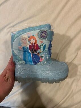 Disney Frozen Light Blue Girls Snow Boots with Elsa & Anna